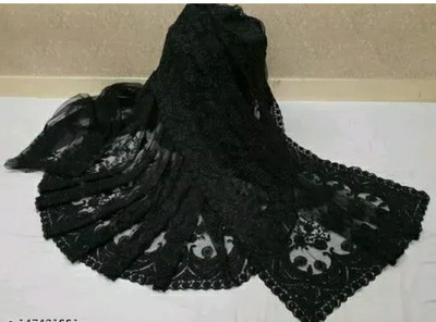 GALANI ENTERPRISE Embroidered Bollywood Net Saree(Black)