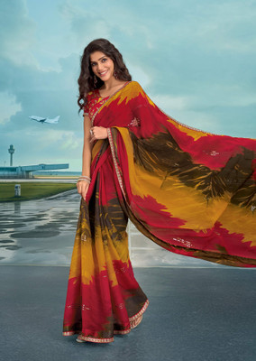 Laxmipati sarees Printed Saree with Attached Blouse Chiffon Saree(Multicolor)