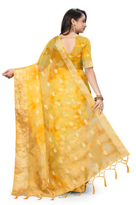 Aarunika AF Woven Bollywood Organza Saree(Yellow)