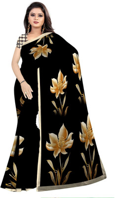 SCFO Digital Print Daily Wear Polyester Saree(Black)