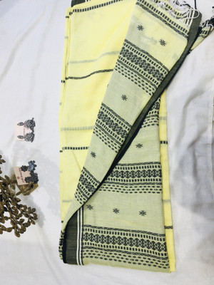 Earth Konnection Woven Handloom Pure Cotton Saree(Yellow)