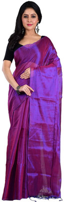 Shaw Creation Solid/Plain Handloom Handloom Tissue Saree(Purple)