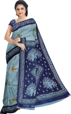 DORI DHAGA Printed Daily Wear Pure Cotton Saree(Blue)