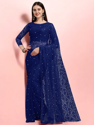 NEXA Self Design Bollywood Brasso Saree(Blue)