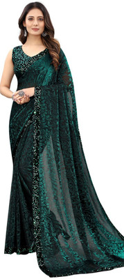 RADHEY Printed Bollywood Lycra Blend Saree(Maroon)