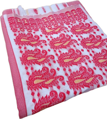 Kanokanjoli Woven Jamdani Handloom Cotton Blend Saree(Multicolor)