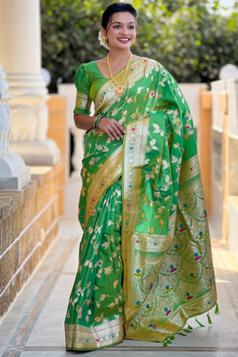 ROOP LAVANYA Printed Banarasi Jacquard, Art Silk Saree(Black)