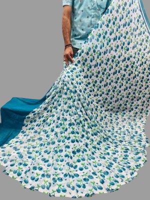 THESIYA FAB Printed, Animal Print, Applique, Color Block, Dyed, Embellished Bollywood Jacquard, Art Silk Saree(Light Blue)