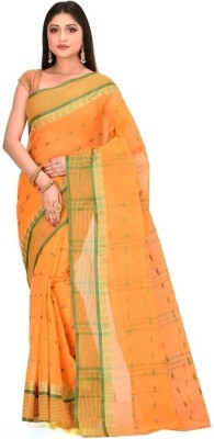 Radharani Saree House Woven Tant Pure Cotton Saree(Orange)