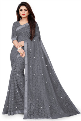 Verviza Embroidered, Embellished Bollywood Net Saree(Grey)