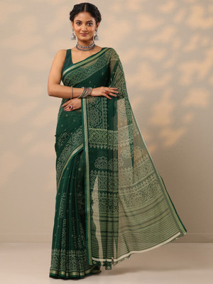 LIBAS Printed Daily Wear Chiffon Saree(Green)