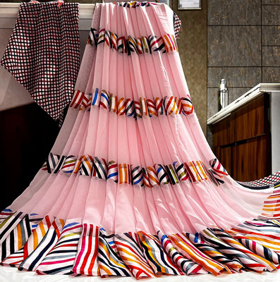 kalashree designer Printed Leheria Georgette Saree(Pink, Multicolor)