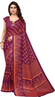 VIRICA Printed Daily Wear Cotton Blend Saree(Purple)