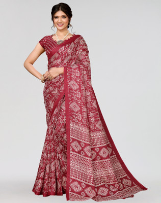 ANIRAV Printed Mysore Art Silk Saree(Maroon)