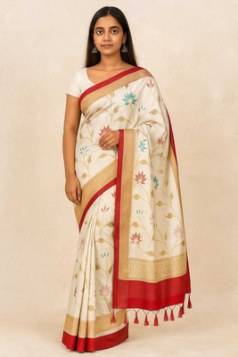 The shreeyash fashion Floral Print Bollywood Brasso Saree(Pack of 5, Red)
