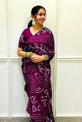 Vini Enterprises Printed Bandhani Art Silk Saree(Dark Green)
