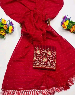 Sayal Creation Embroidered Bollywood Chiffon Saree(Red)