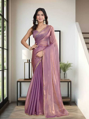 KESARI ENTERPRISE Solid/Plain Bollywood Chiffon Saree(Purple)