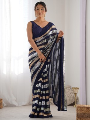 Tasrika Embroidered Bollywood Georgette Saree(Dark Blue)