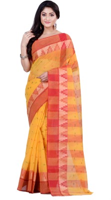 Divastri Woven Tant Pure Cotton Saree(Yellow)