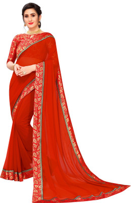Rashiklal & Co. Self Design Bollywood Georgette Saree(Red)