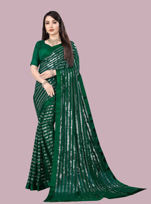 Clemira Embroidered Bollywood Georgette Saree(Green)