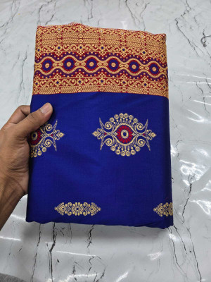 Tilfelle Woven, Geometric Print, Temple Border Sambalpuri Silk Blend Saree(Blue, Multicolor)