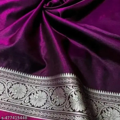 AFsaree Woven Banarasi Satin Saree(Purple)