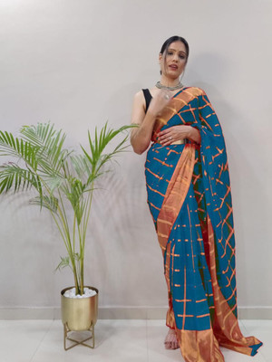 Muskan Collection Self Design Kanjivaram Georgette Saree(Blue)