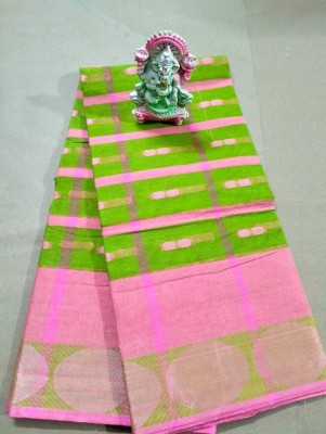 Bikash Dutta Fashion Self Design Tant Pure Cotton Saree(Green, Pink)