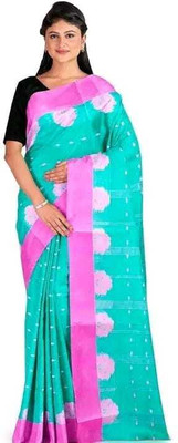 Maa laxmi saree center Self Design Tant Pure Cotton Saree(Blue)