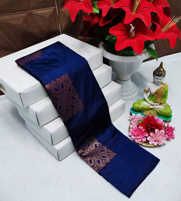 VASTUKALA Woven Kanjivaram Pure Silk, Art Silk Saree(Dark Blue)