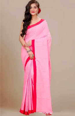 Pal Saree Senter Solid/Plain Bollywood Khadi, Pure Cotton Saree(Pink)
