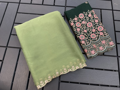 saanvi Embroidered Bollywood Georgette Saree(Green)