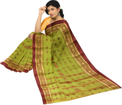 Bikash Dutta Fashion Self Design Tant Pure Cotton Saree(Green)