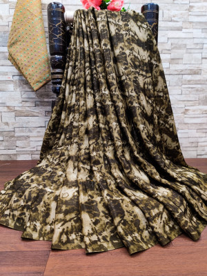 Julee Printed Chanderi Chiffon Saree(Brown)