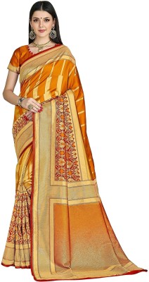 Sariya Woven Banarasi Silk Blend, Jacquard Saree(Orange)