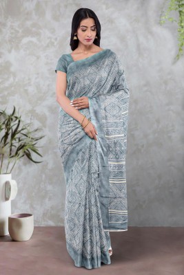 Kalamandir Printed Bollywood Silk Blend Saree(Grey)