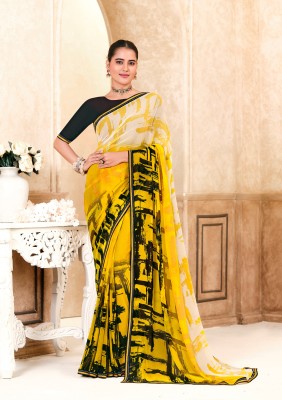 Laxmipati Sarees Printed Bollywood Georgette Saree(Yellow)