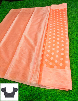 Spewim Woven Banarasi Cotton Silk Saree(Orange)