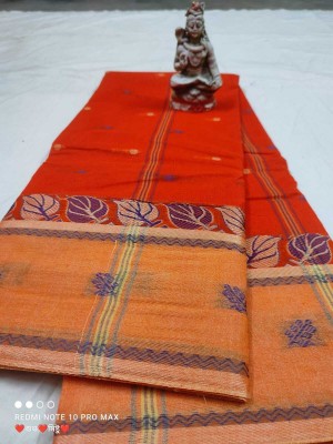 Parbati fashion Self Design Tant Pure Cotton Saree(Orange)