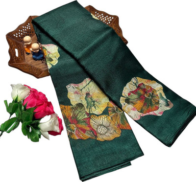 ANNAMALAIYAR TEX Floral Print Banarasi Cotton Silk Saree(Multicolor)