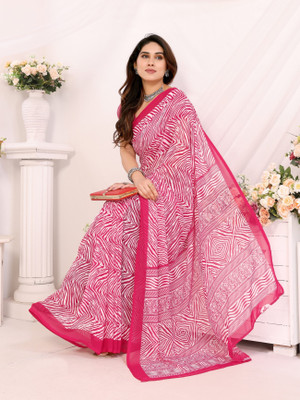 AAI LAXMI CREATION Digital Print, Printed Daily Wear Georgette Saree(Pink)