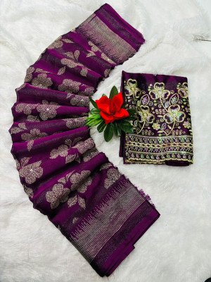 Ethina Fashion Dyed Bollywood Chiffon Saree(Magenta)