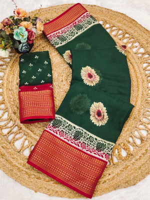 AAI LAXMI CREATION Digital Print Daily Wear Georgette Saree(Green)