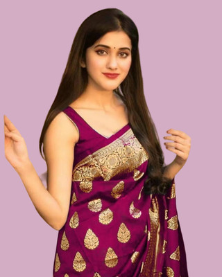 GORAL Embellished Kanjivaram Art Silk, Jacquard Saree(Magenta)