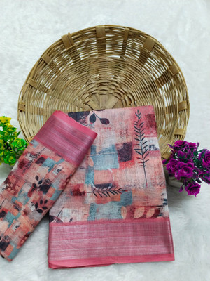 PRTRENDZ Printed, Self Design Kanjivaram Pure Cotton, Cotton Linen Saree(Pink)
