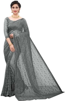 Silkbazar Self Design Jamdani Cotton Blend Saree(Grey)