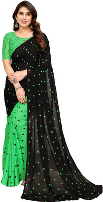 Moda Rapido Polka Print Daily Wear Georgette Saree(Green)