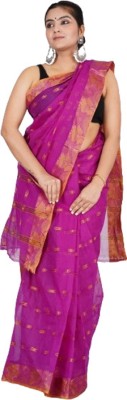 TANTSHREE Self Design Tant Pure Cotton Saree(Magenta)